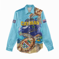 Little Cayman Map Sea Turtle Women Casual Shirt Ocean Vibes