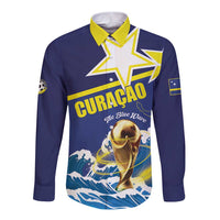 Custom Football 2026 Curacao Long Sleeve Button Shirt The Blue Wave Come On