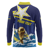 Custom Football 2026 Curacao Long Sleeve Polo Shirt The Blue Wave Come On