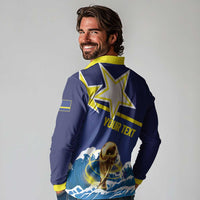 Custom Football 2026 Curacao Long Sleeve Polo Shirt The Blue Wave Come On