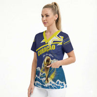 Custom Football 2026 Curacao Scrub Top The Blue Wave Come On