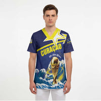Custom Football 2026 Curacao Scrub Top The Blue Wave Come On