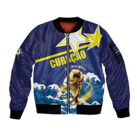 Custom Football 2026 Curacao Sleeve Zip Bomber Jacket The Blue Wave Come On