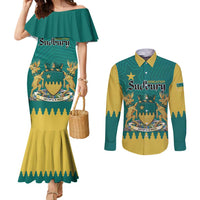 Personalised Canada Greater Sudbury Couples Matching Mermaid Dress and Long Sleeve Button Shirt The Nickel Capital Aedificemus