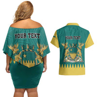 Personalised Canada Greater Sudbury Couples Matching Off Shoulder Short Dress and Hawaiian Shirt The Nickel Capital Aedificemus