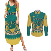 Personalised Canada Greater Sudbury Couples Matching Summer Maxi Dress and Long Sleeve Button Shirt The Nickel Capital Aedificemus