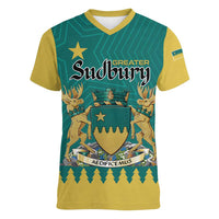 Personalised Canada Greater Sudbury Women V-Neck T-Shirt The Nickel Capital Aedificemus