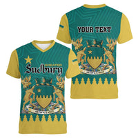 Personalised Canada Greater Sudbury Women V-Neck T-Shirt The Nickel Capital Aedificemus