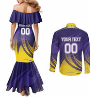 Custom Kolkata 2025 Cricket Knight Riders Couples Matching Mermaid Dress and Long Sleeve Button Shirt Korbo Lorbo Jeetbo