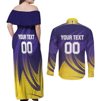 Custom Kolkata 2025 Cricket Knight Riders Couples Matching Off Shoulder Maxi Dress and Long Sleeve Button Shirt Korbo Lorbo Jeetbo