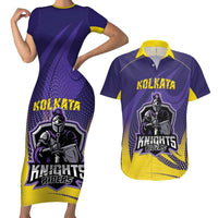 Custom Kolkata 2025 Cricket Knight Riders Couples Matching Short Sleeve Bodycon Dress and Hawaiian Shirt Korbo Lorbo Jeetbo