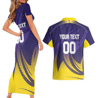 Custom Kolkata 2025 Cricket Knight Riders Couples Matching Short Sleeve Bodycon Dress and Hawaiian Shirt Korbo Lorbo Jeetbo