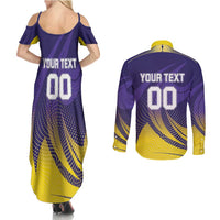 Custom Kolkata 2025 Cricket Knight Riders Couples Matching Summer Maxi Dress and Long Sleeve Button Shirt Korbo Lorbo Jeetbo