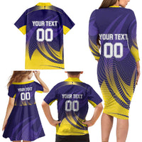 Custom Kolkata 2025 Cricket Knight Riders Family Matching Long Sleeve Bodycon Dress and Hawaiian Shirt Korbo Lorbo Jeetbo