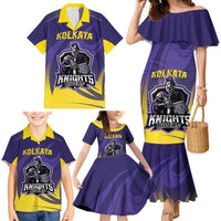 Custom Kolkata 2025 Cricket Knight Riders Family Matching Mermaid Dress and Hawaiian Shirt Korbo Lorbo Jeetbo