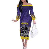 Custom Kolkata 2025 Cricket Knight Riders Family Matching Off The Shoulder Long Sleeve Dress and Hawaiian Shirt Korbo Lorbo Jeetbo