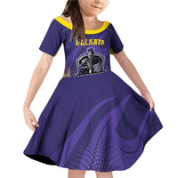 Custom Kolkata 2025 Cricket Knight Riders Family Matching Off Shoulder Short Dress and Hawaiian Shirt Korbo Lorbo Jeetbo