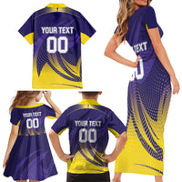 Custom Kolkata 2025 Cricket Knight Riders Family Matching Short Sleeve Bodycon Dress and Hawaiian Shirt Korbo Lorbo Jeetbo