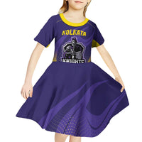 Custom Kolkata 2025 Cricket Knight Riders Kid Short Sleeve Dress Korbo Lorbo Jeetbo