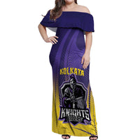 Custom Kolkata 2025 Cricket Knight Riders Off Shoulder Maxi Dress Korbo Lorbo Jeetbo