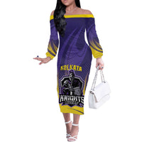 Custom Kolkata 2025 Cricket Knight Riders Off The Shoulder Long Sleeve Dress Korbo Lorbo Jeetbo