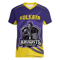 Custom Kolkata 2025 Cricket Knight Riders Women V-Neck T-Shirt Korbo Lorbo Jeetbo