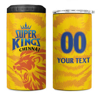 Custom Chennai 2025 Cricket Super Kings 4 in 1 Can Cooler Tumbler Yellow Army Lions Champion