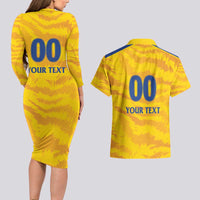 Custom Chennai 2025 Cricket Super Kings Couples Matching Long Sleeve Bodycon Dress and Hawaiian Shirt Yellow Army Lions Champion