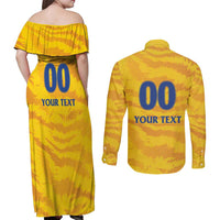 Custom Chennai 2025 Cricket Super Kings Couples Matching Off Shoulder Maxi Dress and Long Sleeve Button Shirt Yellow Army Lions Champion