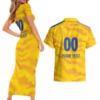 Custom Chennai 2025 Cricket Super Kings Couples Matching Short Sleeve Bodycon Dress and Hawaiian Shirt Yellow Army Lions Champion