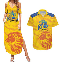 Custom Chennai 2025 Cricket Super Kings Couples Matching Summer Maxi Dress and Hawaiian Shirt Yellow Army Lions Champion