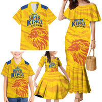 Custom Chennai 2025 Cricket Super Kings Family Matching Mermaid Dress and Hawaiian Shirt Yellow Army Lions Champion