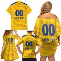 Custom Chennai 2025 Cricket Super Kings Family Matching Off Shoulder Short Dress and Hawaiian Shirt Yellow Army Lions Champion