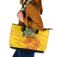 Chennai 2025 Cricket Super Kings Leather Tote Bag Yellow Army Lions Champion