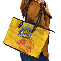 Chennai 2025 Cricket Super Kings Leather Tote Bag Yellow Army Lions Champion