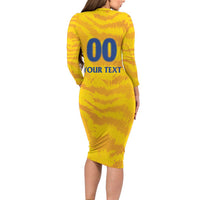 Custom Chennai 2025 Cricket Super Kings Long Sleeve Bodycon Dress Yellow Army Lions Champion