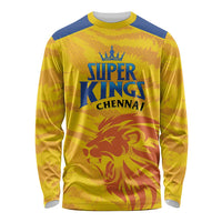 Custom Chennai 2025 Cricket Super Kings Long Sleeve Shirt Yellow Army Lions Champion