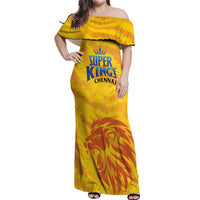 Custom Chennai 2025 Cricket Super Kings Off Shoulder Maxi Dress Yellow Army Lions Champion