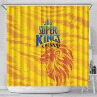 Chennai 2025 Cricket Super Kings Shower Curtain Yellow Army Lions Champion