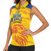 Custom Chennai 2025 Cricket Super Kings Women Sleeveless Polo Shirt Yellow Army Lions Champion