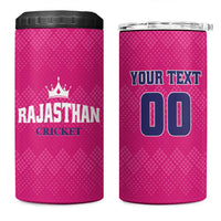 Custom Rajasthan 2025 Cricket Royals 4 in 1 Can Cooler Tumbler Pink And Halla Bol