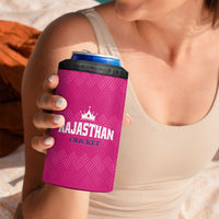Custom Rajasthan 2025 Cricket Royals 4 in 1 Can Cooler Tumbler Pink And Halla Bol
