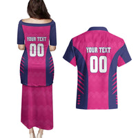 Custom Rajasthan 2025 Cricket Royals Couples Matching Puletasi and Hawaiian Shirt Pink And Halla Bol