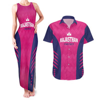 Custom Rajasthan 2025 Cricket Royals Couples Matching Tank Maxi Dress and Hawaiian Shirt Pink And Halla Bol