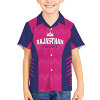 Custom Rajasthan 2025 Cricket Royals Family Matching Off The Shoulder Long Sleeve Dress and Hawaiian Shirt Pink And Halla Bol