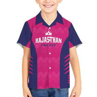 Custom Rajasthan 2025 Cricket Royals Family Matching Off Shoulder Short Dress and Hawaiian Shirt Pink And Halla Bol