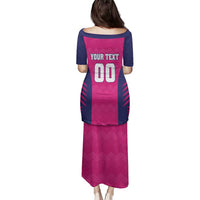 Custom Rajasthan 2025 Cricket Royals Family Matching Puletasi and Hawaiian Shirt Pink And Halla Bol