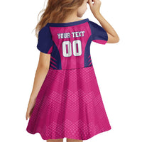 Custom Rajasthan 2025 Cricket Royals Family Matching Short Sleeve Bodycon Dress and Hawaiian Shirt Pink And Halla Bol