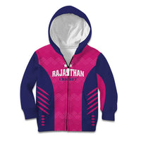 Custom Rajasthan 2025 Cricket Royals Kid Hoodie Pink And Halla Bol