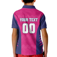 Custom Rajasthan 2025 Cricket Royals Kid Polo Shirt Pink And Halla Bol